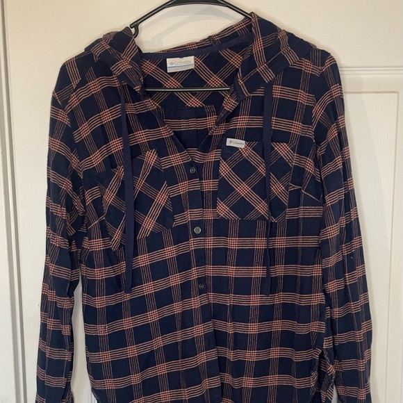 Columbia Tops - Columbia Blue and pink Plaid Button-Up Shirt